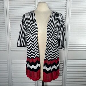 Chico’s Tribal Waves Elbow Cardigan Size 2 (L) Radiant Red · NWT